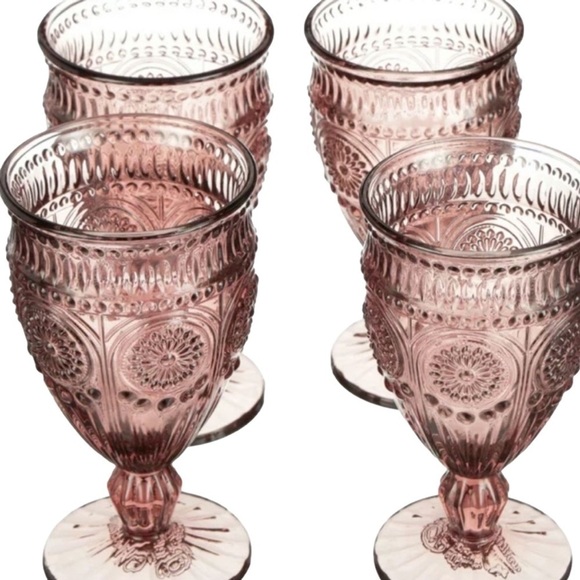 New The Pioneer Woman Adeline 12-Ounce Footed Glass Goblets, Set of 4, Plum: - Picture 2 of 5